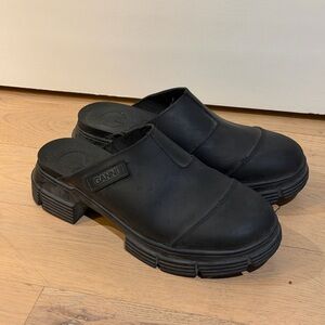 Ganni Black Rubber Mules